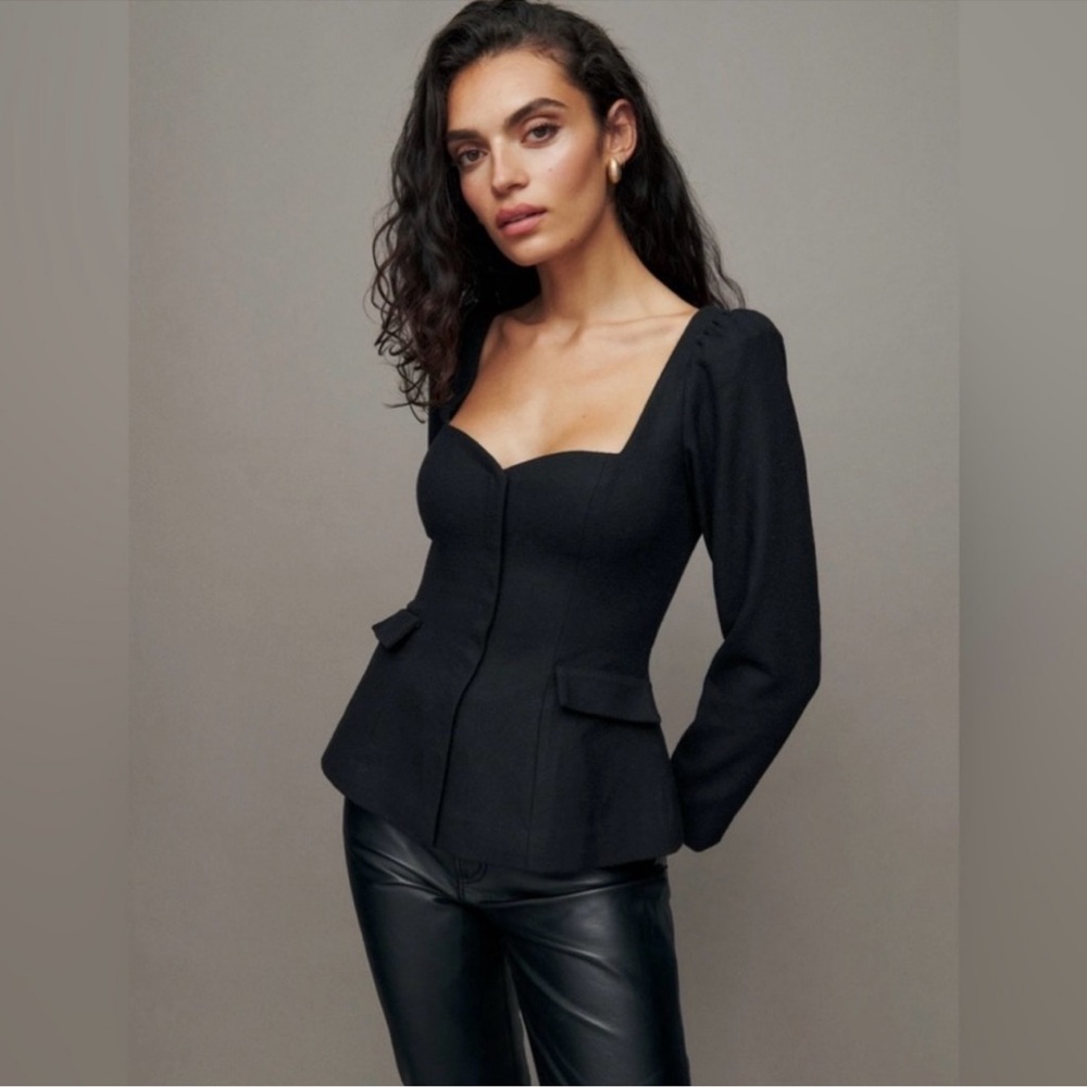 Reformation Edie Wool Peplum Blazer Top Sz 6 NEW Fitted